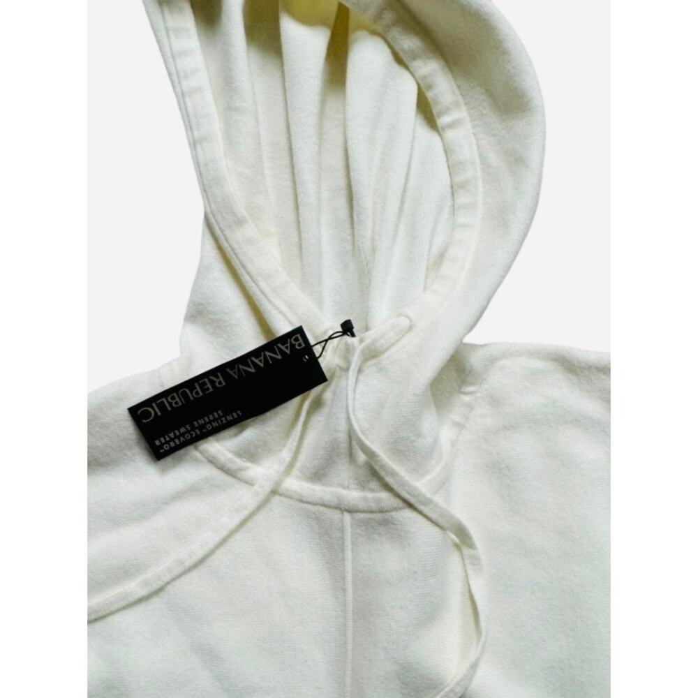 NWT Banana Republic Serene Sweater Women’s Medium Cream ECOVERO Hooded Tunic - Picture 5 of 8